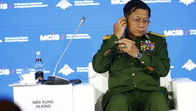 Senior General Min Aung Hlaing attends the 9th Moscow Conference on International Security in Moscow, Russia on June 23, 2021. (Photo by Sefa Karacan/Anadolu Agency via Getty Images)
