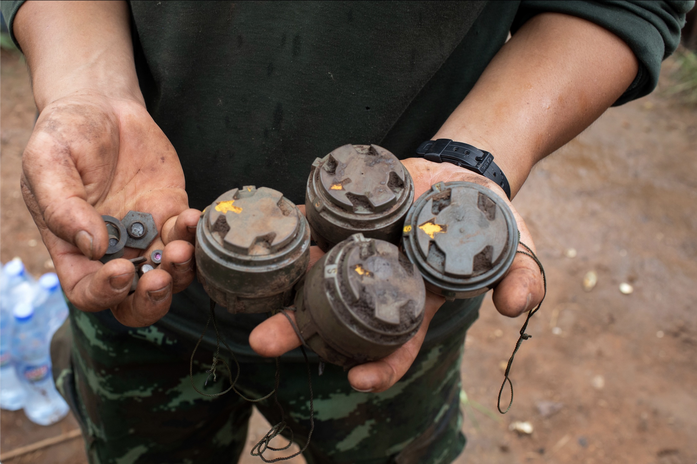 Myanmar’s landmine clearers working with pliers and bare hands